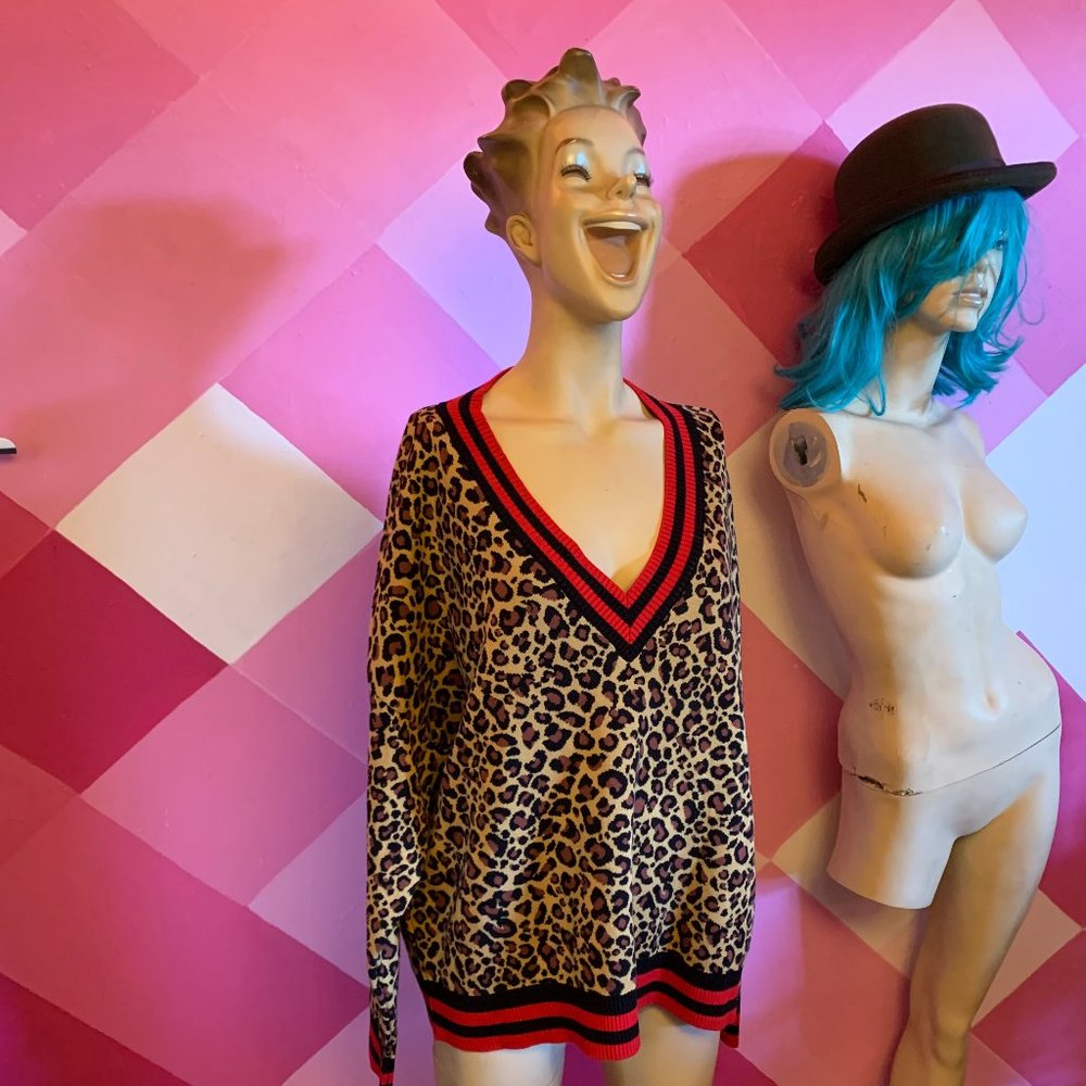 ASOS Sweater Leopard Pattern With Sports Tipping